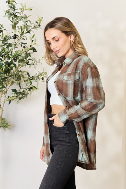 Plaid Dropped Shoulder Shirt